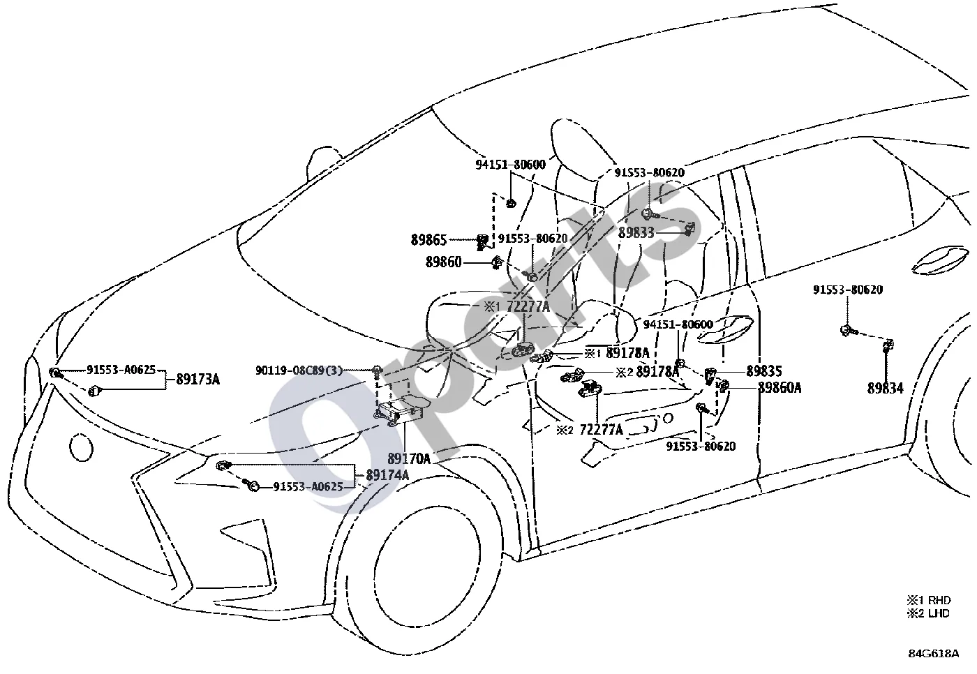 Lexus RX III (2008–2015) Oro pagalvė schema – pozicija 89170A: Oro pagalvių valdymo blokas