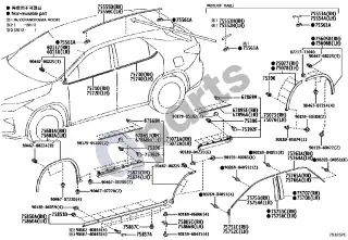 Lexus RX V (2022–) Šoninis lipdelis – schema