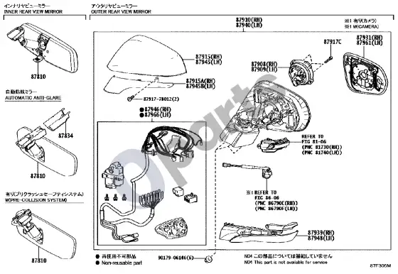 Lexus RX V veidrodis – schema