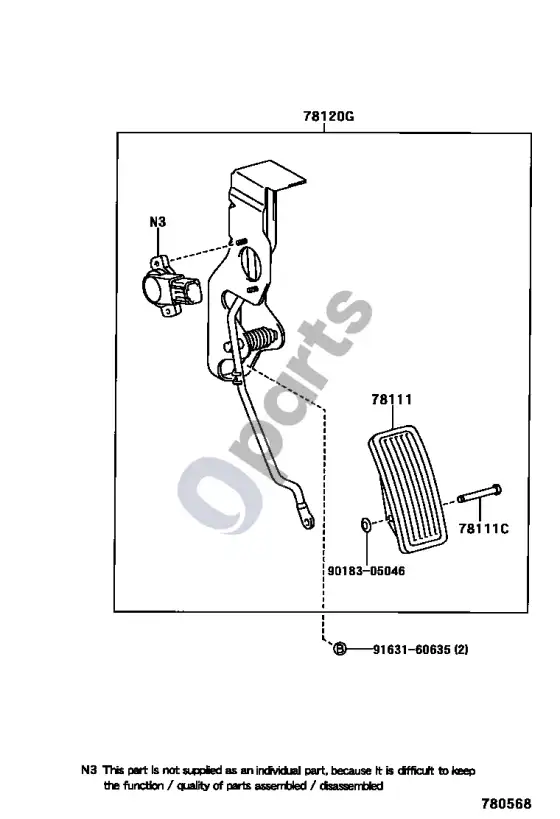 Lexus SC 430 akceleratoriaus trauklė – schema