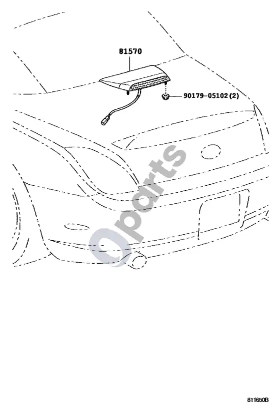 Lexus SC 430 centrinis stabdymo žibintas – schema