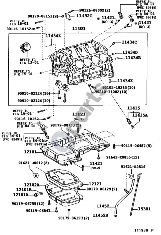 Lexus SC 430 Cilindrų blokas – schema