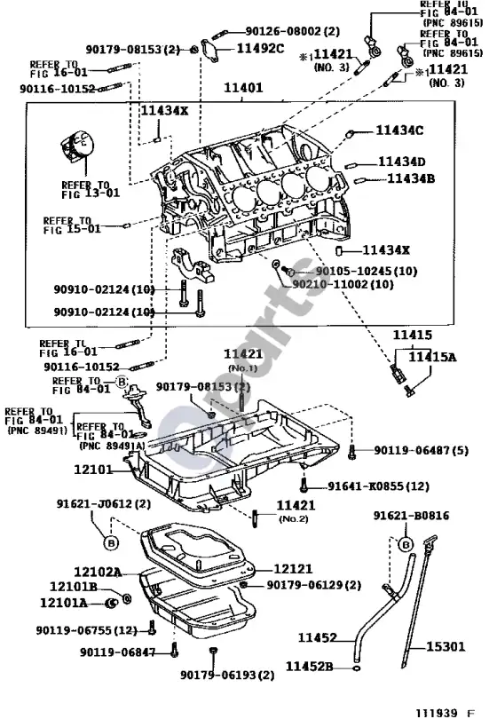Lexus SC 430 cilindrų blokas – schema