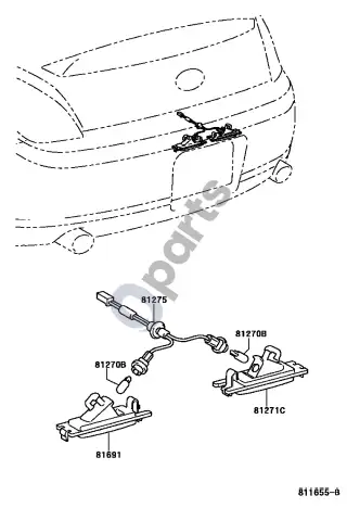Lexus SC 430 Galinis valstybinio numerio apšvietimo žibintas – schema