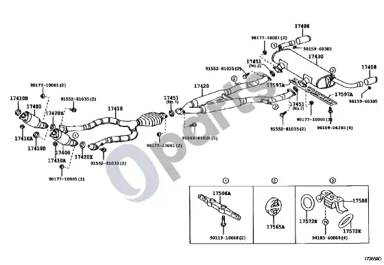 Lexus SC 430 išmetimo vamzdis – schema