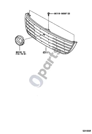 Lexus SC 430 Radiatoriaus grotelės – schema