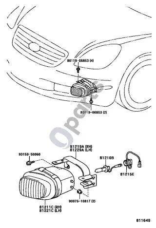Lexus SC 430 Rūko žibintas – schema