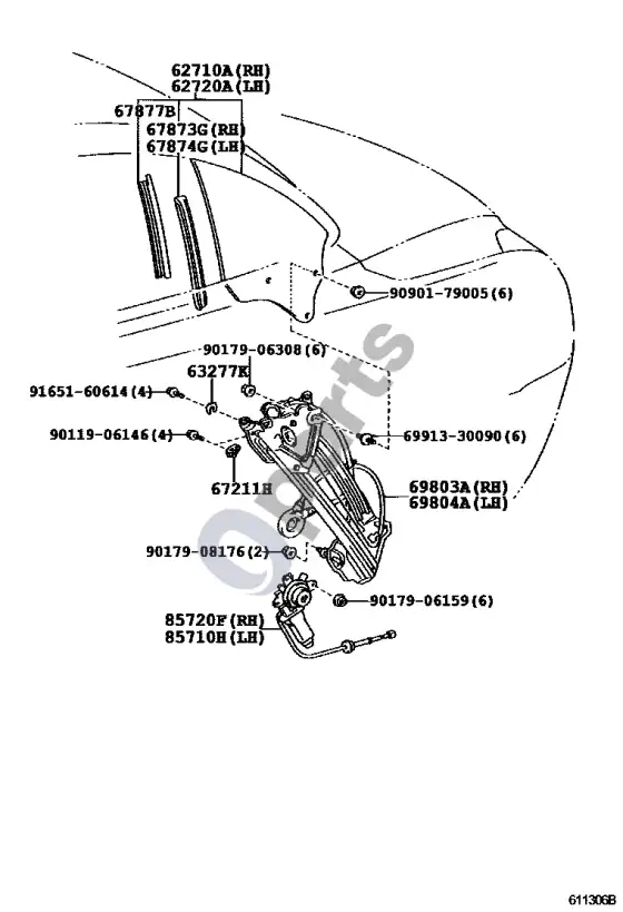 Lexus SC 430 šoninis langas – schema