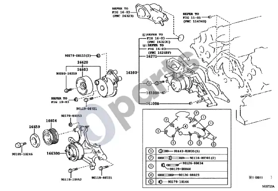Lexus SC 430 vandens siurblys – schema