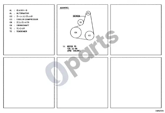 Lexus UX pleištinis diržas – schema