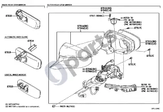Lexus UX (2018–) Veidrodis – schema