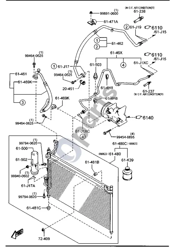 Mazda 2 oro kondicionierius – schema