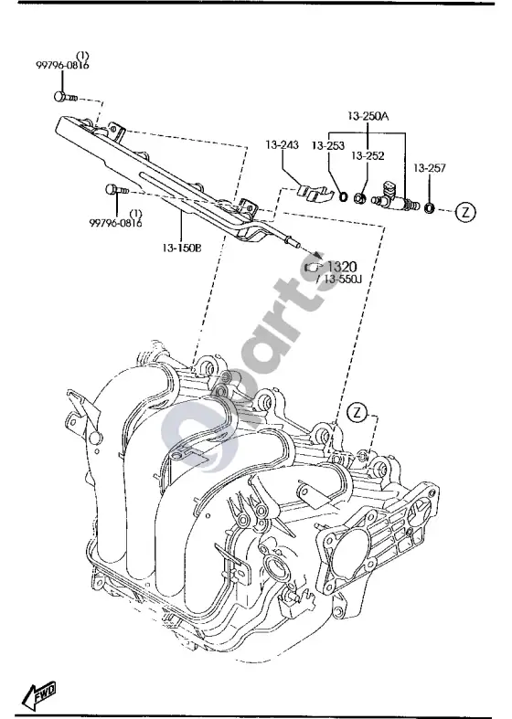 Mazda 2 kuro skirstytuvas – schema