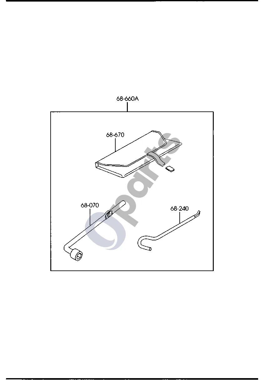 Mazda 2 (2007–2014) Specialieji remonto įrankiai schema – pozicija 68240: Domkrato svirtis