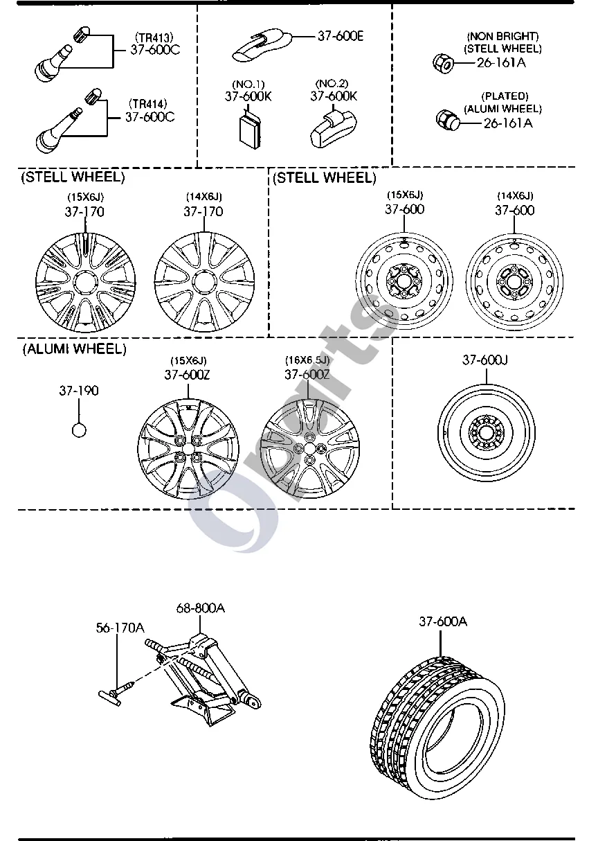 Mazda 2 (2007–2014) Padangos ir domkratas schema – pozicija 56170A: Domkrato komplekto varžtas