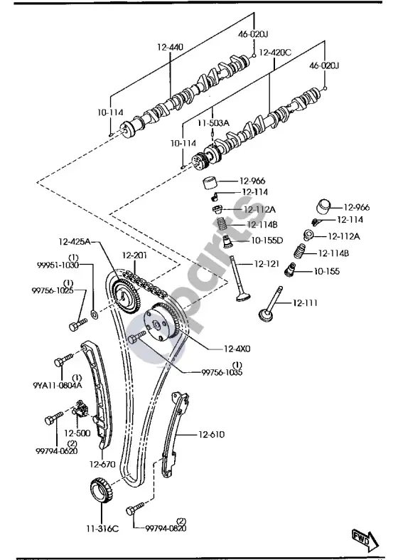 Mazda 2 vožtuvų SISTEMA – schema