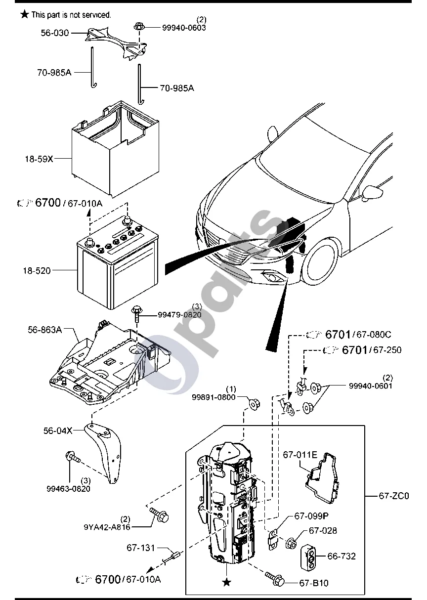 Mazda 3 III (2014–2018) Akumuliatorius (benzininis, 1500CC ir 2000CC) schema – Kondensatorius