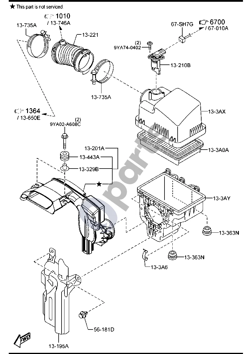 Mazda 3 (2019–) Oro filtras (benzinas, 2000 cm³) schema – Oro filtro elementas
