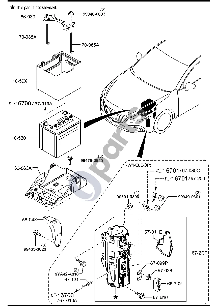 Mazda 3 (2019–) Akumuliatorius (benzininis, 1500CC ir 2000CC) schema – Kondensatorius