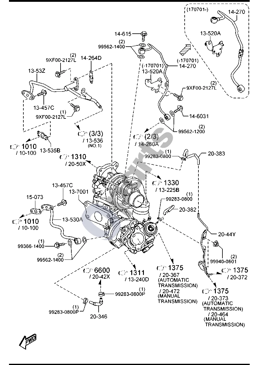 Mazda 3 (2019–) TURBOKOMPRESORIUS (DIZELINIS, 2200 cm³) schema – pozicija 2044Y: Vakuumo vamzdelis