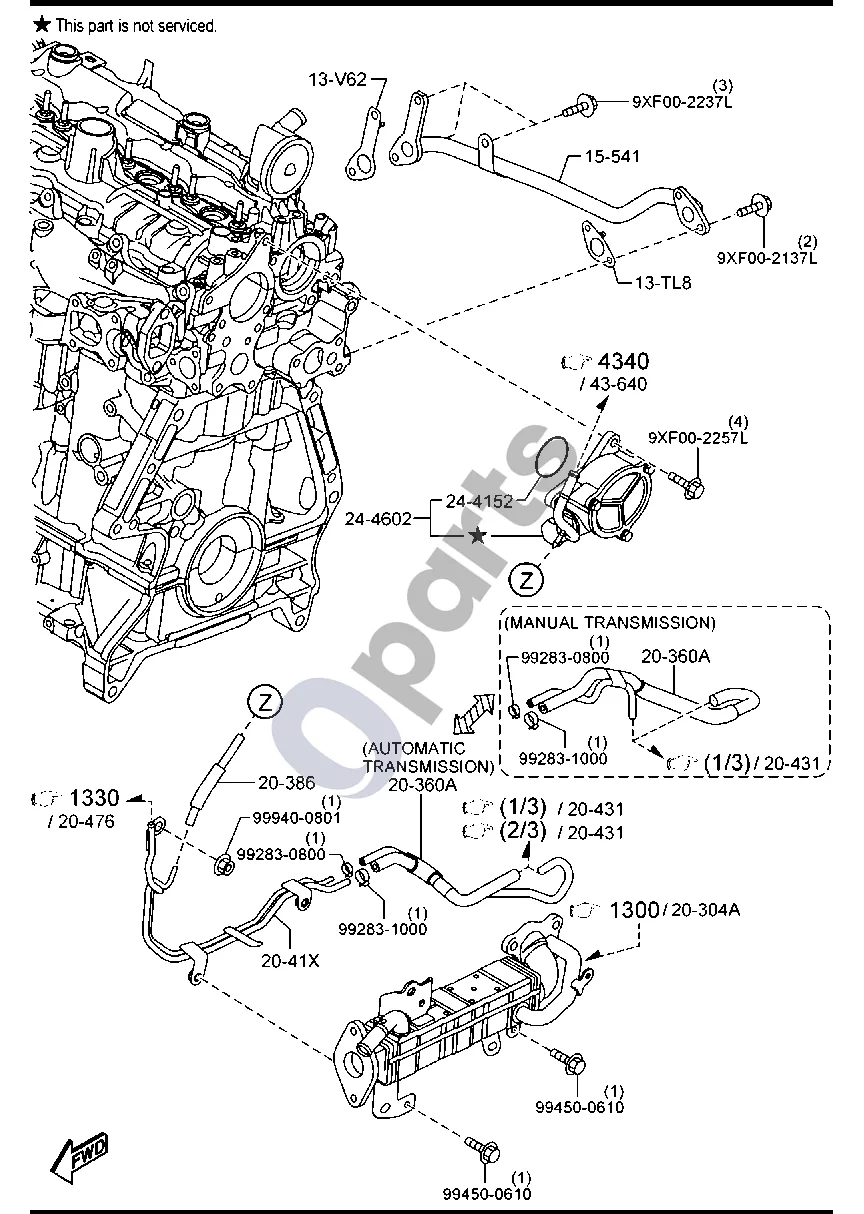 Mazda 3 (2019–) Vakuuminis siurblys (dyzelinis, 2200 cm³) schema – Tarpiklis