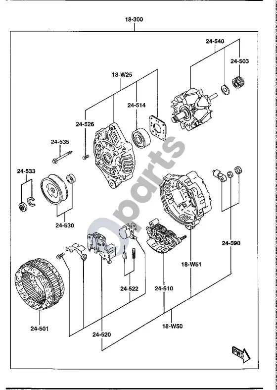 Mazda 323 generatorius – schema