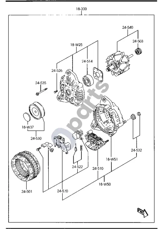 Mazda 5 generatorius – schema