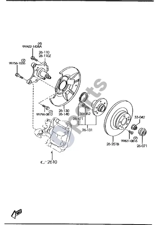Mazda 6 galinė ašis – schema
