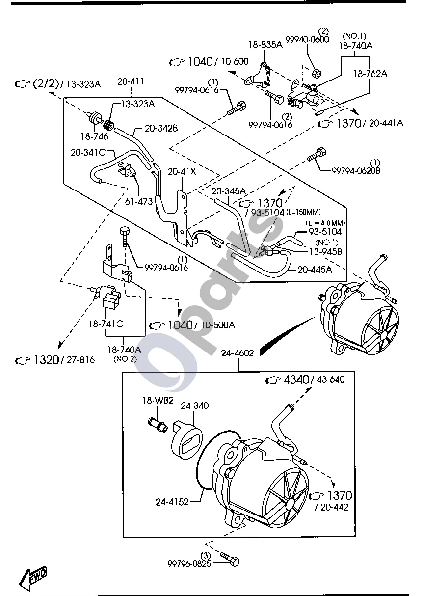 Mazda 6 (2002–2008) Vakuuminis siurblys (dyzelinis) schema – pozicija 244602: Siurblys, vakuuminis