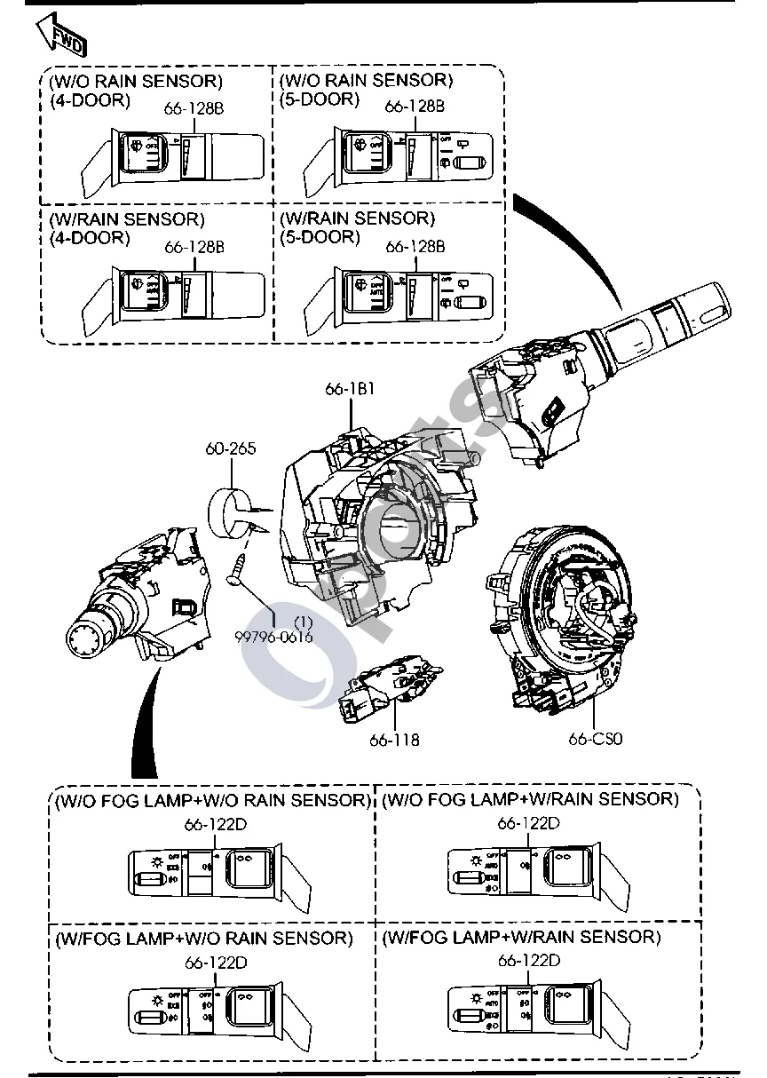 Mazda 6 (2008–2013) Kombinuotasis jungiklis schema – pozicija 66118: Kampo jutiklis