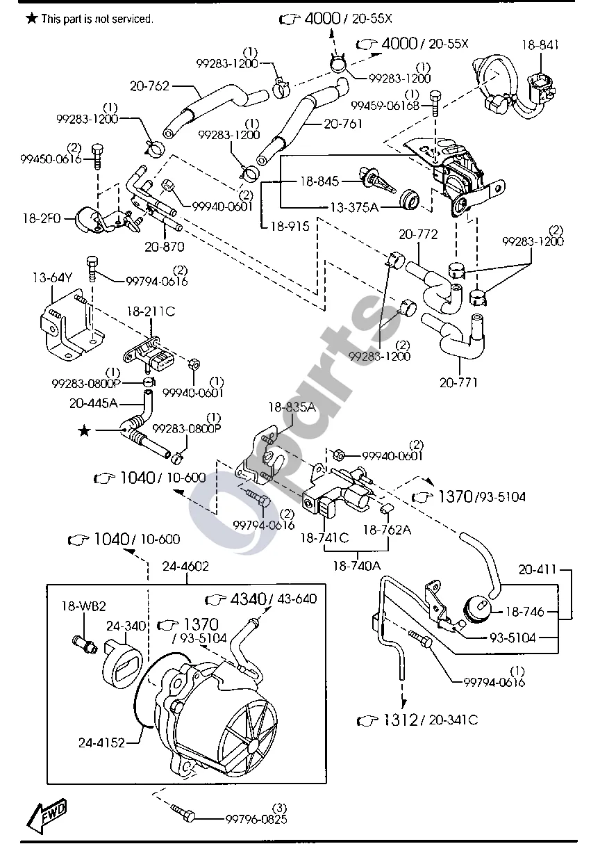 Mazda 6 (2008–2013) Vakuuminis siurblys (dyzelinas, 2000CC) schema – pozicija 18841: Trumpas laidas