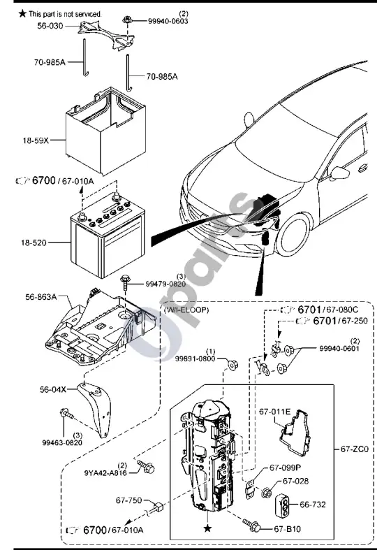 Mazda 6 akumuliatorius – schema