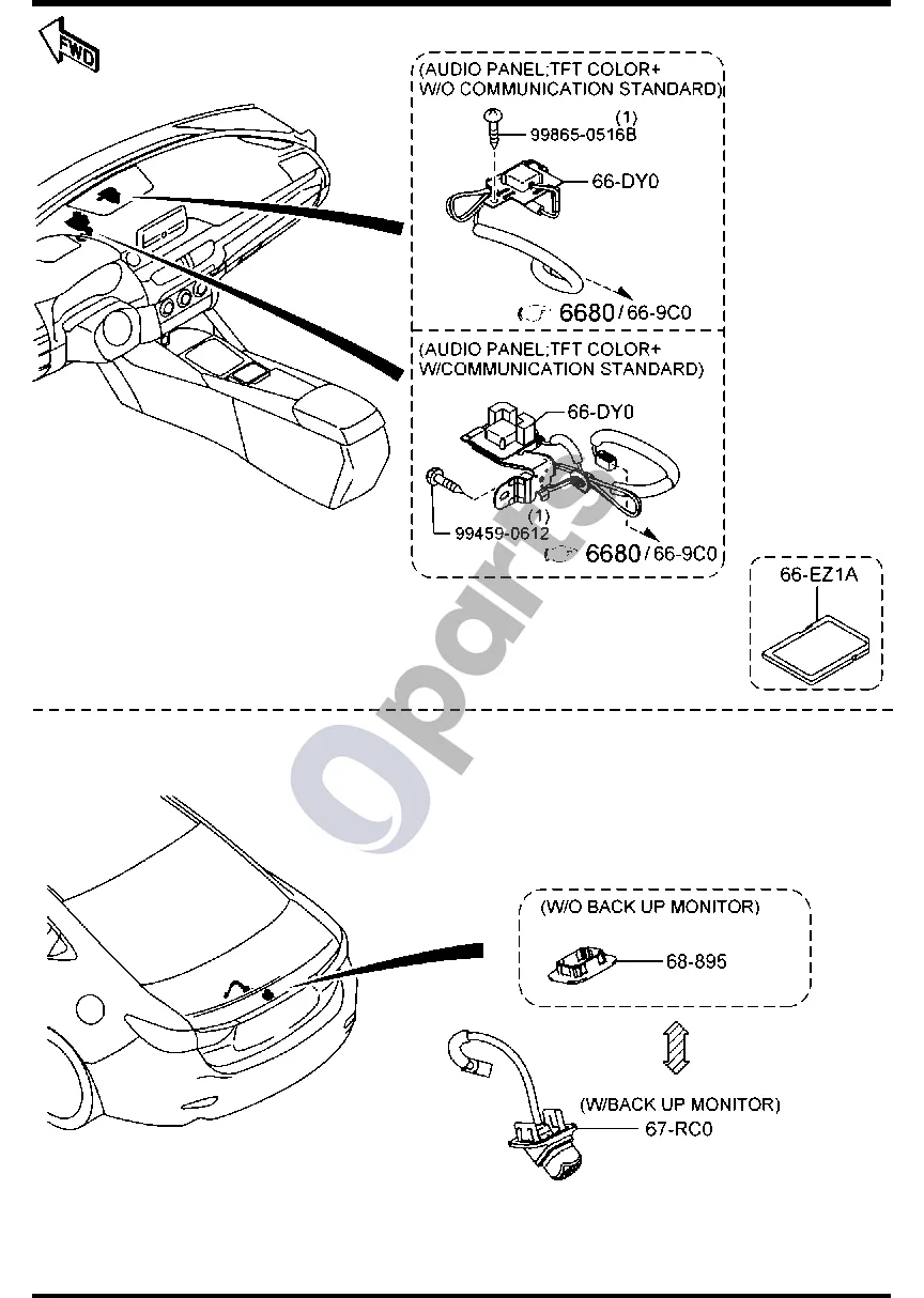 Mazda 6 (2018–) Automobilio ryšio sistema schema – GPS antena