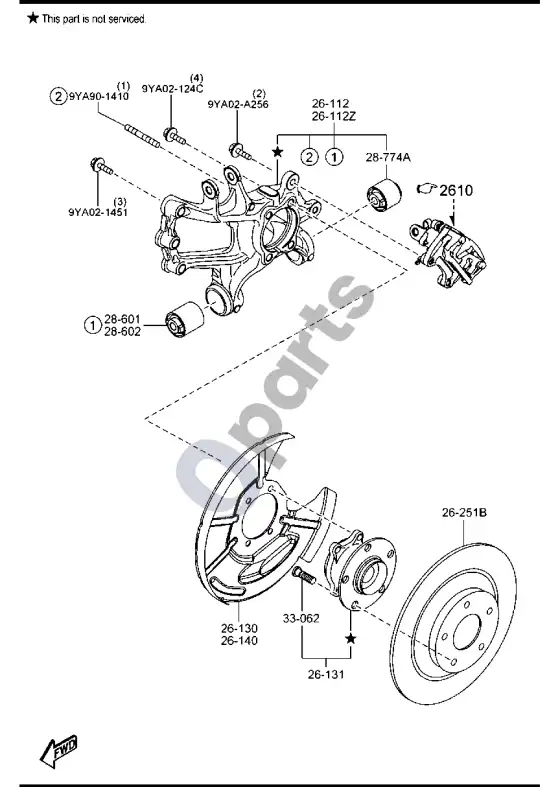 Mazda 6 galinė ašis – schema