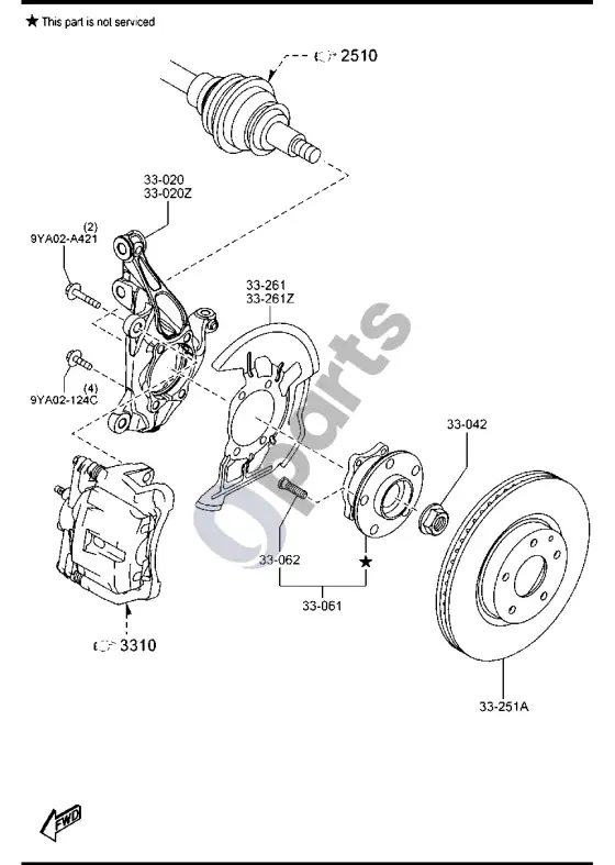 Mazda 6 priekinė ašis – schema