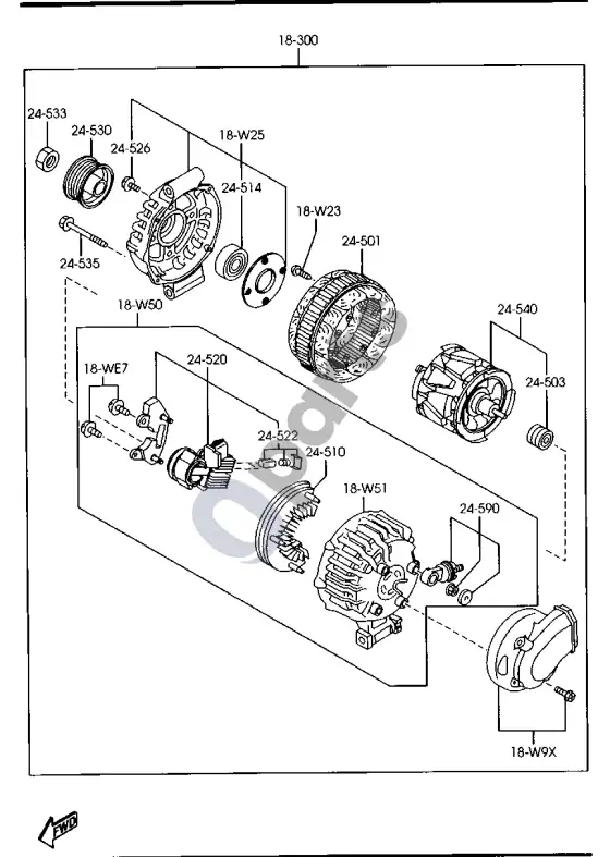 Mazda 6 generatorius – schema