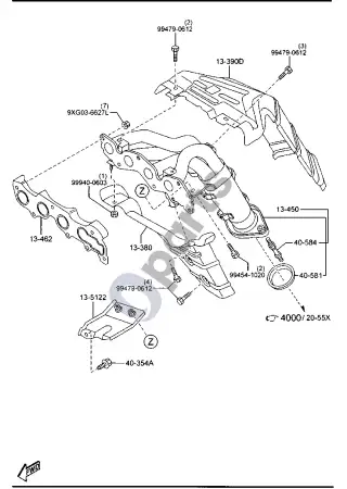 Mazda 6 (2013–2016) Išmetimo kolektorius – schema