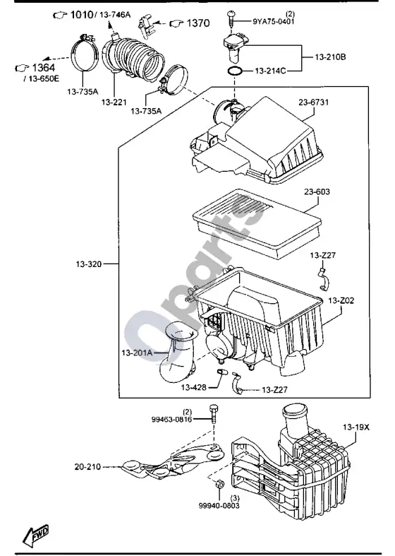 Mazda 6 oro filtras – schema
