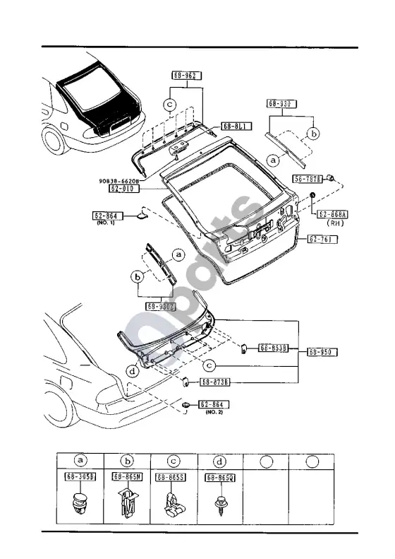 Mazda 626 bagažinės DURYS – schema