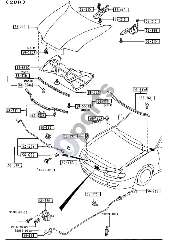 Mazda 626 BONNET – schema