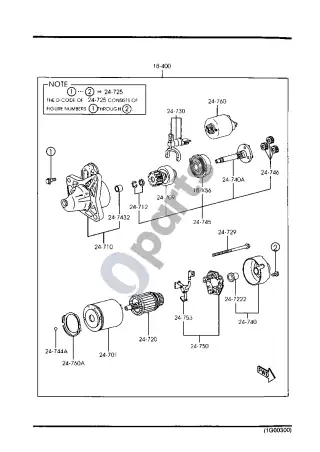 Mazda 626 (1998–2002) Starteris – schema