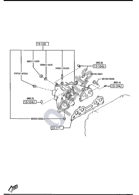 Mazda B2000 - B2200 įsiurbimo kolektorius – schema