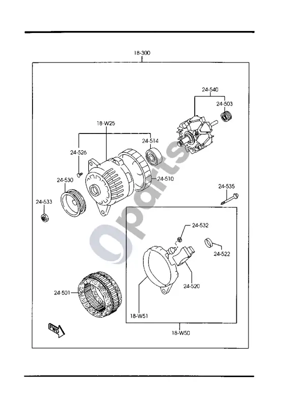 Mazda B2500 generatorius – schema