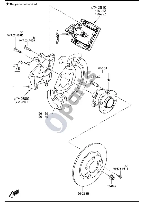 Mazda CX-3 galinė ašis – schema