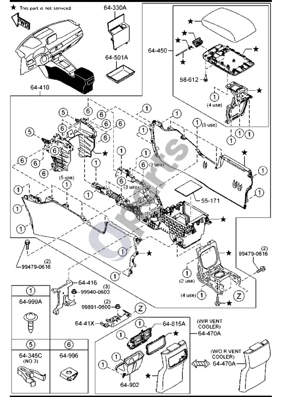 Mazda CX-5 II konsolė – schema