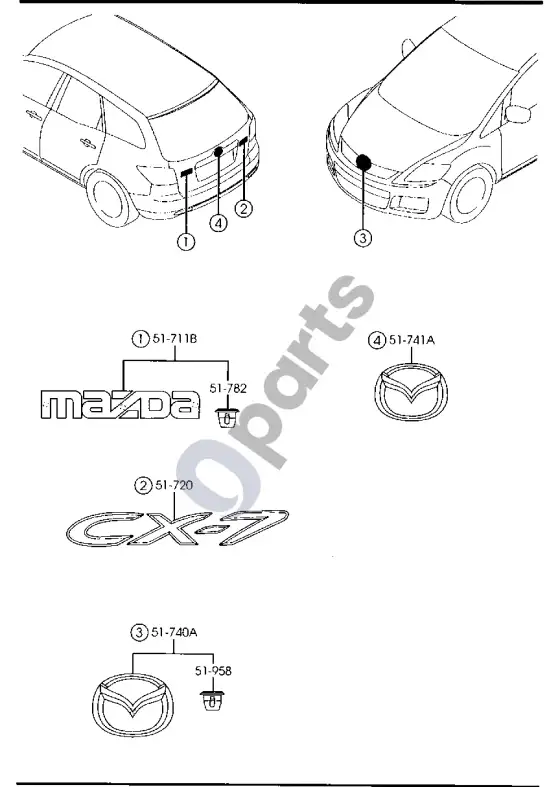 Mazda CX-7 ornamentai – schema