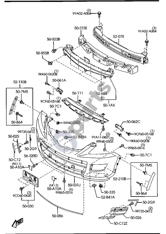 Mazda CX-9 priekinis bamperis – schema