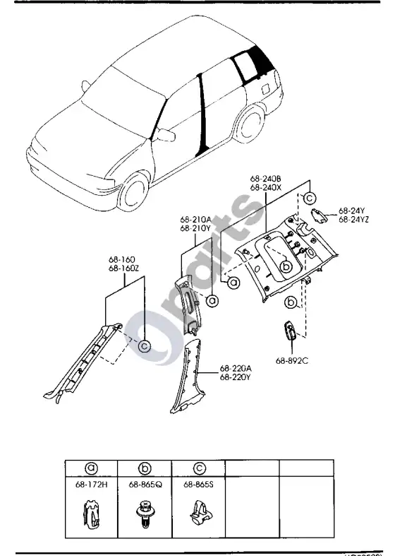 Mazda Demio statramsčių apdailos – schema