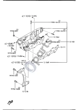 Mazda E2000 - E2200 Įsiurbimo kolektorius – schema