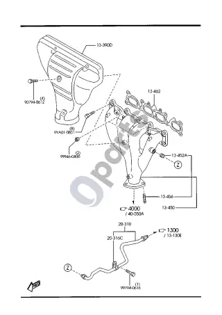 Mazda MPV Išmetimo kolektorius – schema